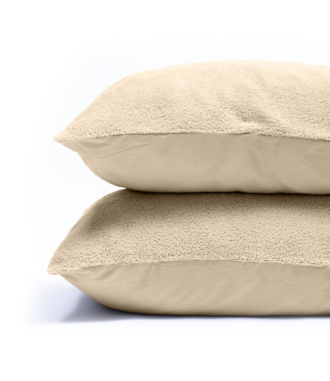 Teddy kussenslopen set van 2 taupe 60 x 70 cm