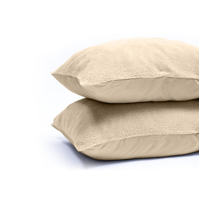 Teddy kussenslopen set van 2 taupe 60 x 70 cm