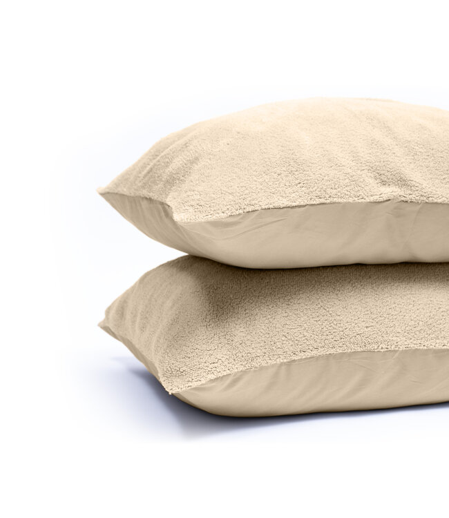 Teddy kussenslopen set van 2 taupe 60 x 70 cm