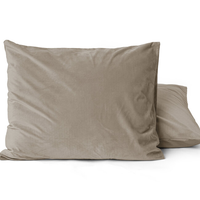 Fluweel 2-in-1 kussenslopen taupe