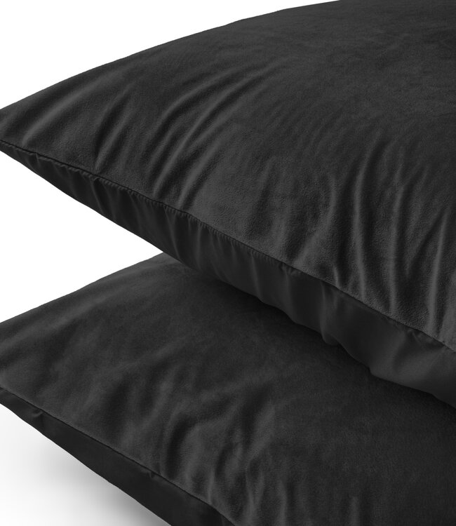 Fluwelen 2-in-1 kussenslopen zwart