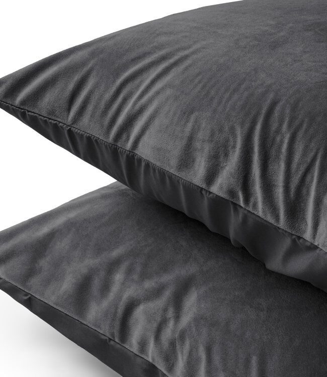 Fluwelen 2-in-1 kussenslopen antraciet