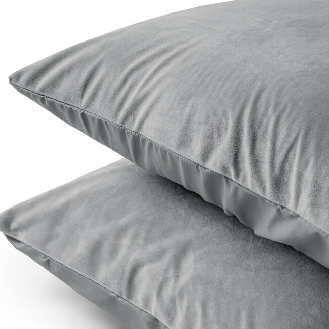 Sleeptime 2-in-1-Kissenbezüge aus Samt in Grau