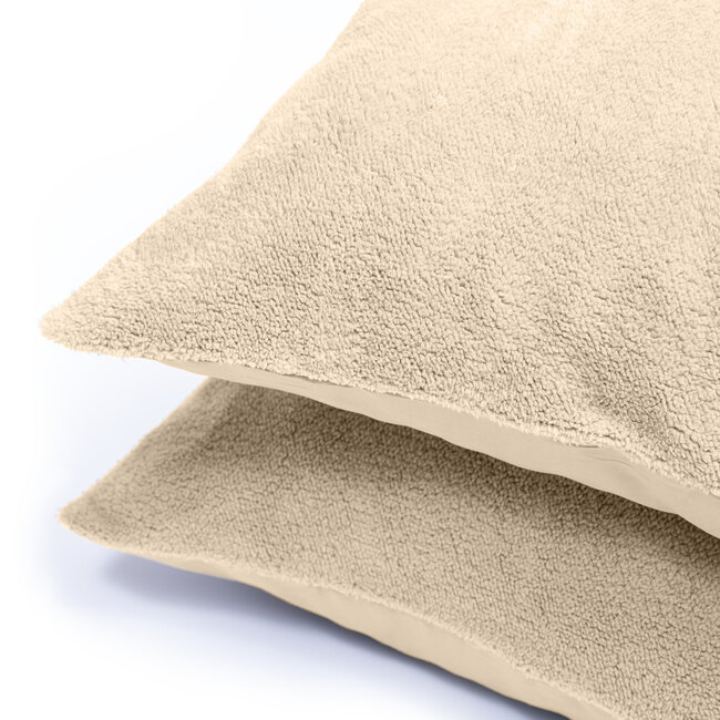 Teddy kussenslopen set van 2 taupe 60 x 70 cm