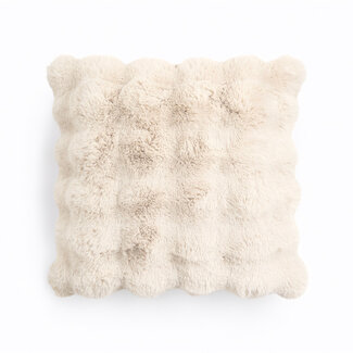 Primaviera Deluxe Pom Faux Rabbit Fur decorative cushion beige 50 × 50