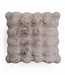 Pom konijnenbont sierkussen taupe/roze 50 x 50
