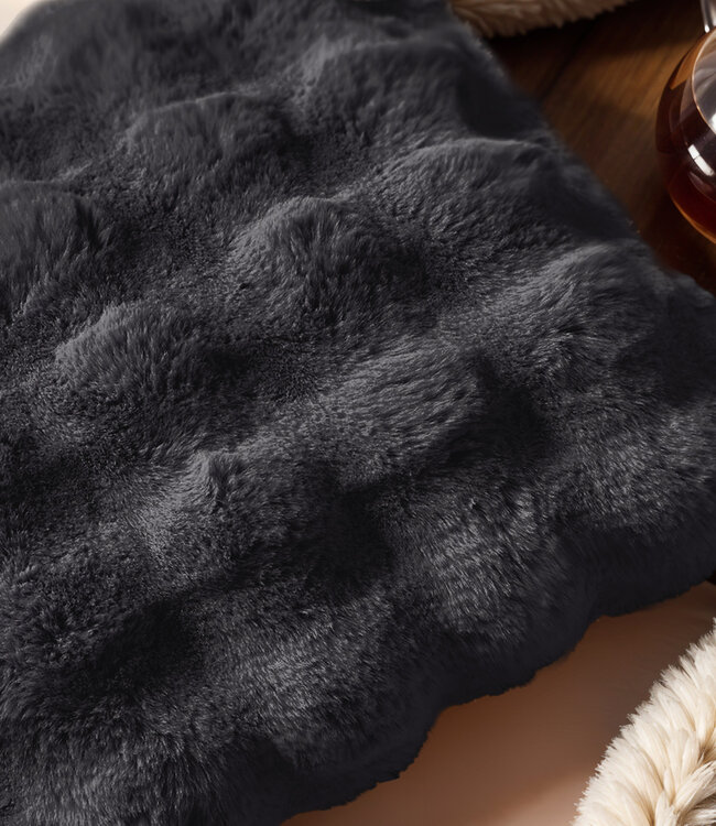 Pom konijnenbont sierkussen Antraciet 50 x 50