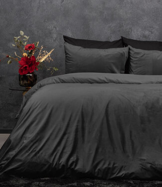Sleeptime Fluwelen Effen Dekbedovertrek Antraciet 240 x 220