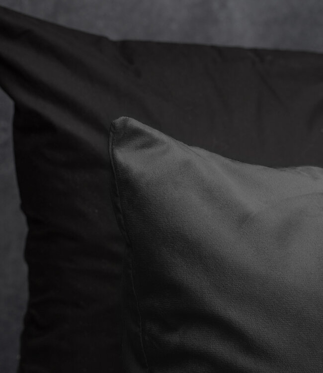 Fluwelen Effen Dekbedovertrek Antraciet 240 x 220