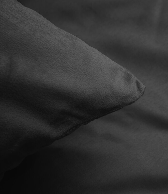 Fluwelen Effen Dekbedovertrek Antraciet 240 x 220