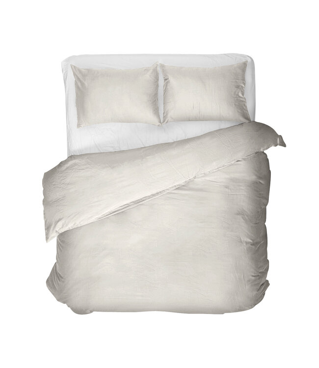 Egyptisch katoen uni dekbedovertrek crème 140 x 200/260