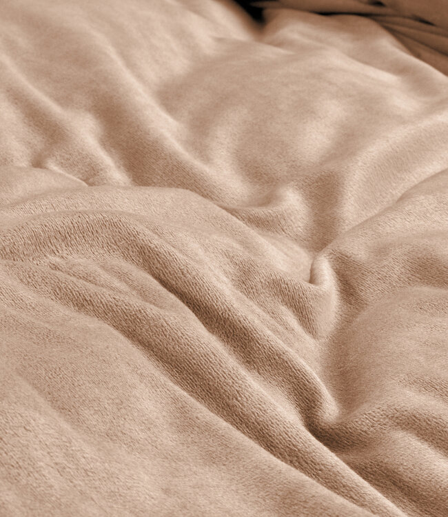 Effen fluwelen dekbedovertrek nudekleurig 200 x 220