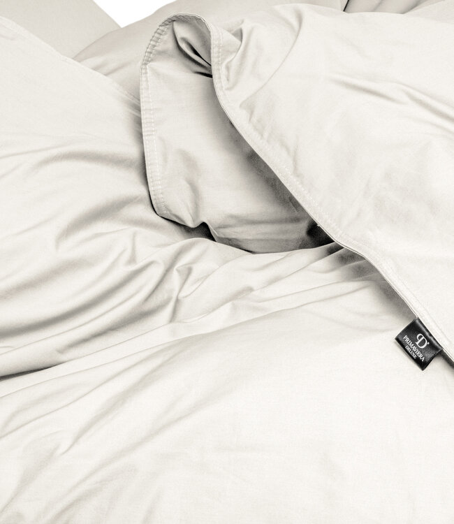 Egyptisch katoen uni dekbedovertrek crème 140 x 200/260