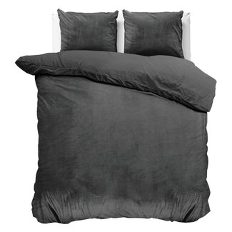 Sleeptime Velvet Uni Duvet Cover Anthracite 200 × 220