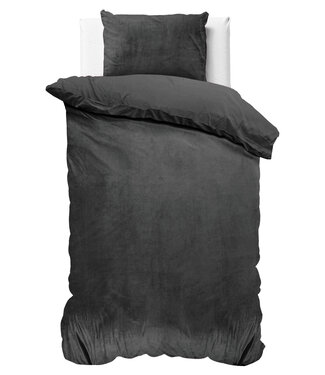Sleeptime Fluwelen effen dekbedovertrek antraciet 140 x 220