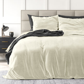 Sleeptime Fluweel effen dekbedovertrek crème 140 x 220