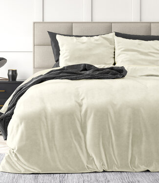 Sleeptime Fluweel effen dekbedovertrek crème 140 x 220