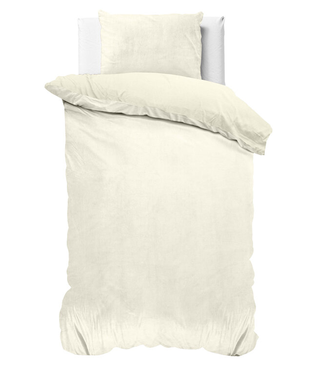 Fluweel effen dekbedovertrek crème 140 x 220