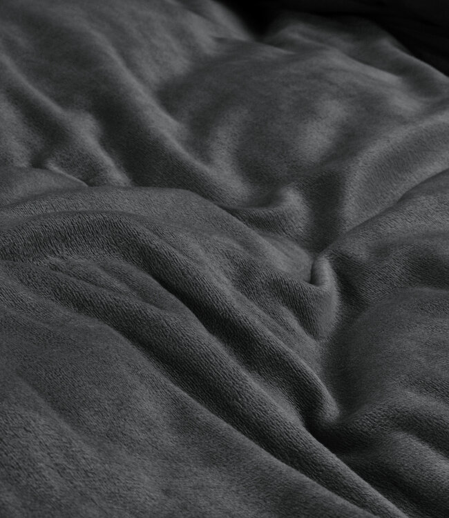 Velvet Uni Dekbedovertrek Antraciet 200 x 220