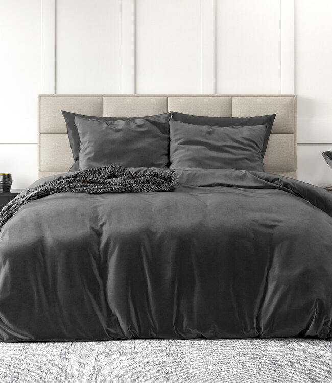 Velvet Uni Dekbedovertrek Antraciet 200 x 220