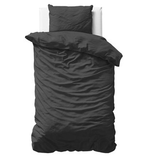 Primaviera Deluxe Einfarbiger Bettbezug aus Satin, Schwarz, 140 × 200/220