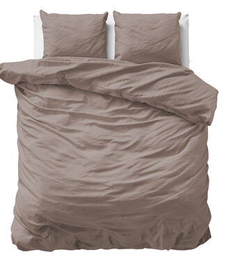 Primaviera Deluxe Effen satijnen dekbedovertrek taupe 200 x 200/220