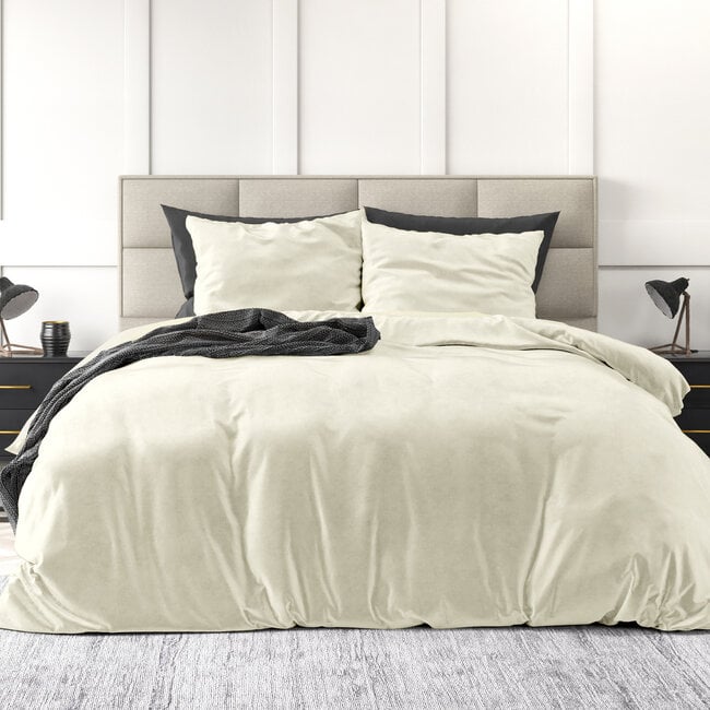 Sleeptime Velvet plain duvet cover cream 140 × 220