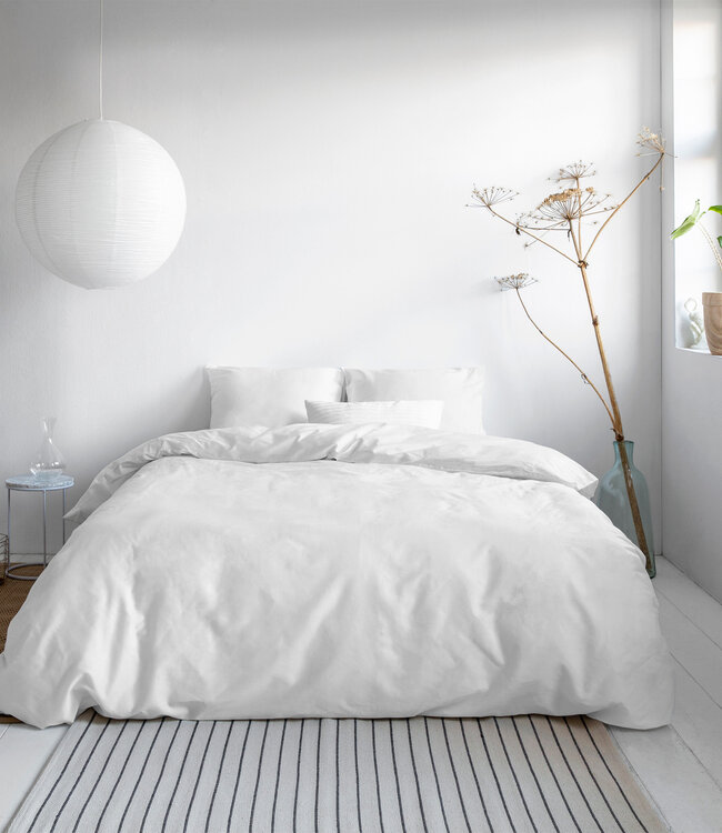 Effen satijnen dekbedovertrek wit 140 x 200/220