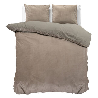 Sleeptime Fluwelen uni dekbedovertrek taupe 240 x 220