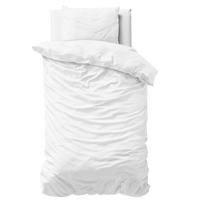 Primaviera Deluxe Einfarbiger Bettbezug aus Satin, weiß, 140 × 200/220