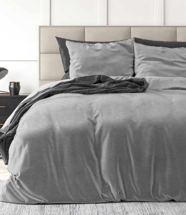 Velvet Effen Dekbedovertrek Grijs 240 x 220