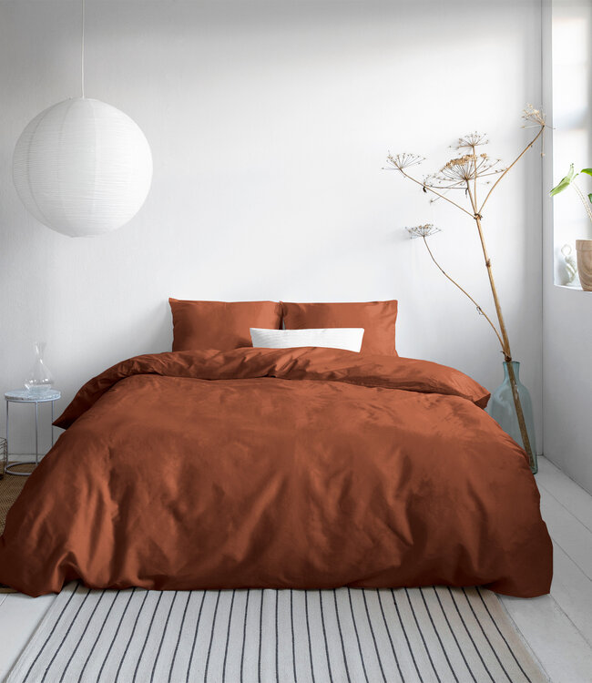 Uni Satijn Dekbedovertrek Bruin 200 x 200/220