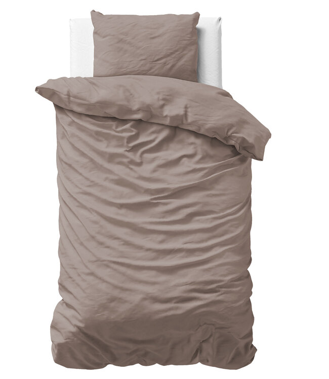 Effen satijnen dekbedovertrek taupe 140 x 200/220 cm