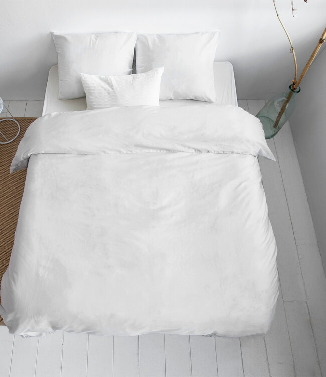 Effen satijnen dekbedovertrek wit 140 x 200/220