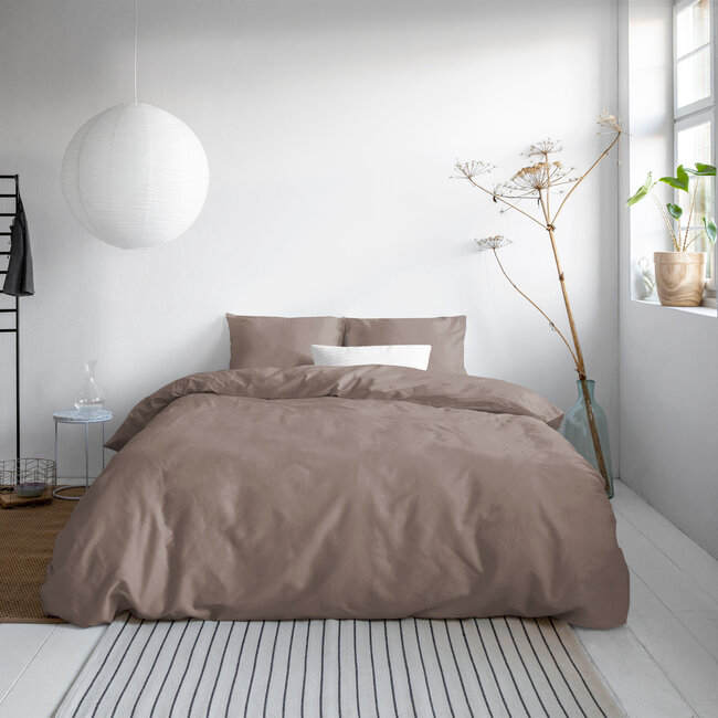 Effen satijnen dekbedovertrek taupe 140 x 200/220 cm