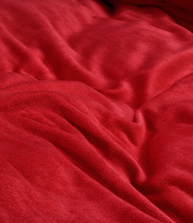 Velvet uni dekbedovertrek rood 240 x 220
