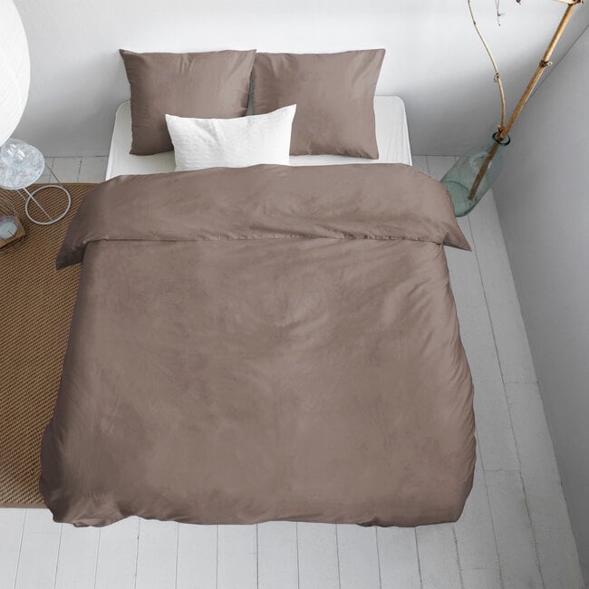 Effen satijnen dekbedovertrek taupe 140 x 200/220 cm