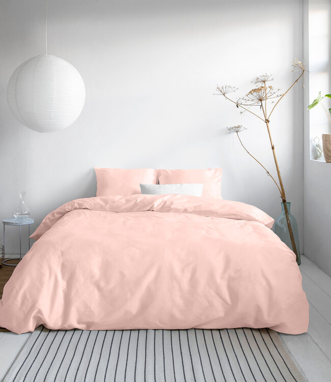 Effen satijnen dekbedovertrek roze 240 x 200/220