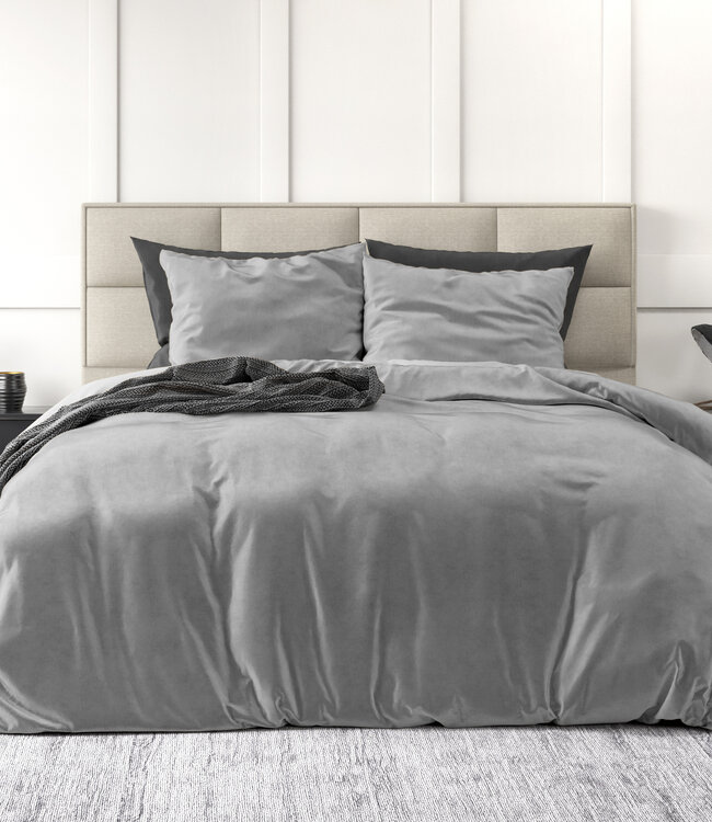 Velvet Uni Dekbedovertrek Grijs 140 x 220