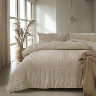 Sleeptime Herringbone Teddy Taupe 240 × 200/220 - Duvet Cover