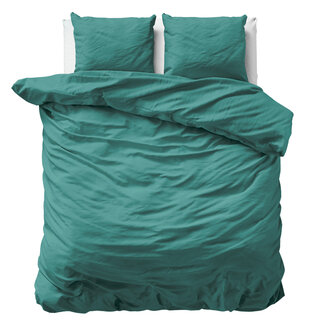 Primaviera Deluxe Einfarbiger Bettbezug aus Satin, dunkelgrün, 240 × 200/220