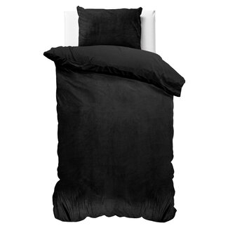 Sleeptime Effen fluwelen dekbedovertrek zwart 140 x 220