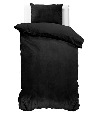 Sleeptime Effen fluwelen dekbedovertrek zwart 140 x 220