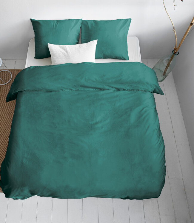 Effen satijnen dekbedovertrek donkergroen 240 x 200/220