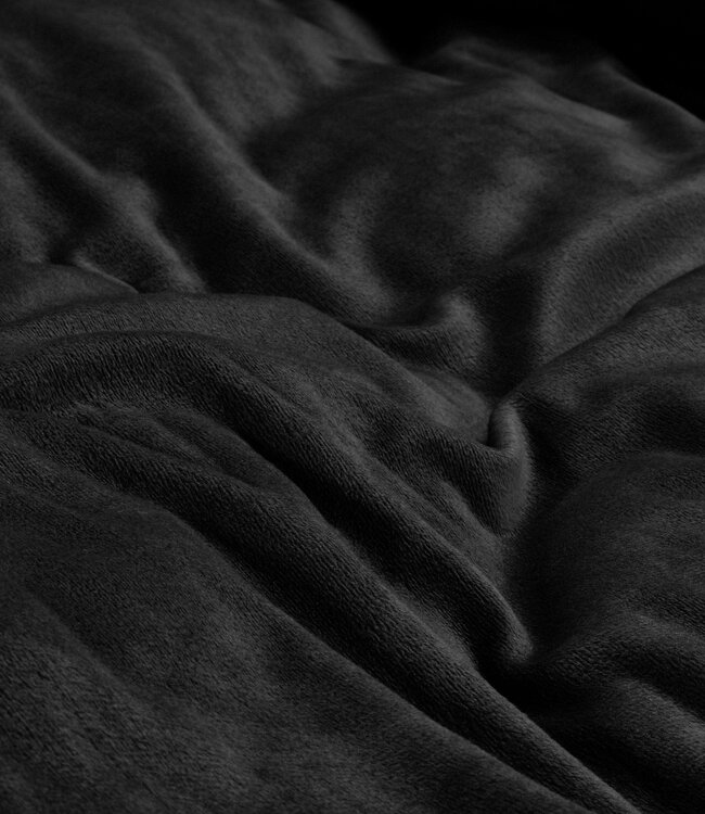 Effen fluwelen dekbedovertrek zwart 140 x 220