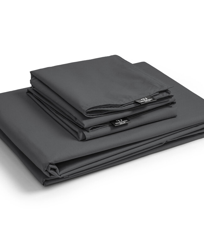 Egyptisch katoenen uni dekbedovertrek antraciet 240 x 200/260