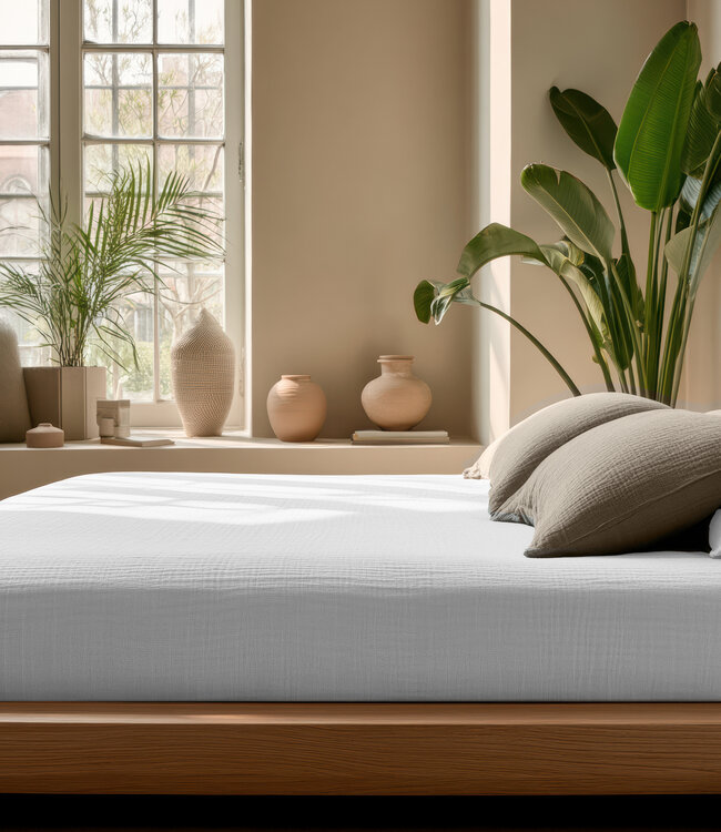 Mousseline wit 160 x 200 + 30