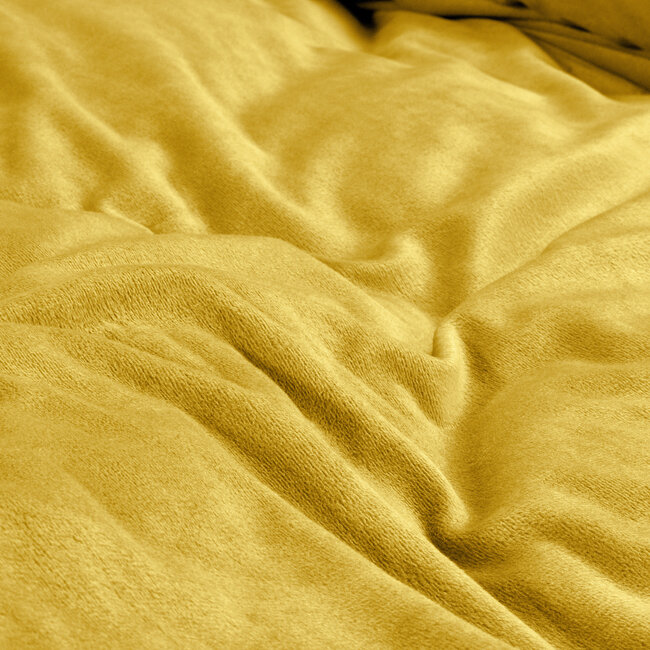 Fluwelen effen dekbedovertrek goud 200 x 220