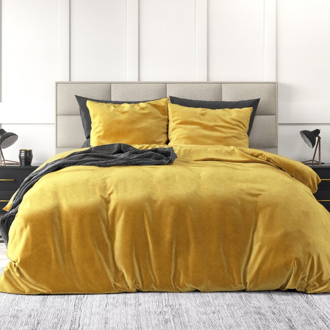Sleeptime Velvet plain duvet cover gold 200 × 220