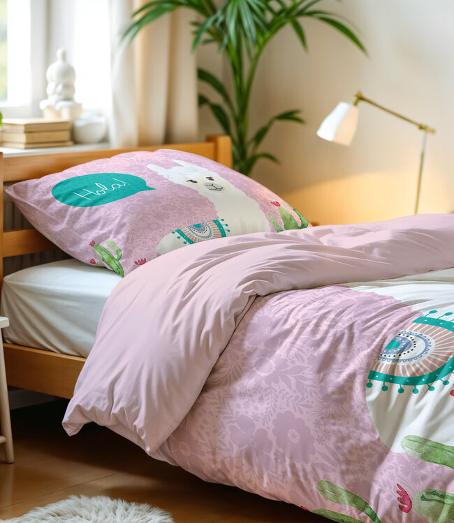 Hallo lama Roze 140 x 200/220